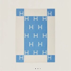 Hermes Avalon baby blanket blue white new
